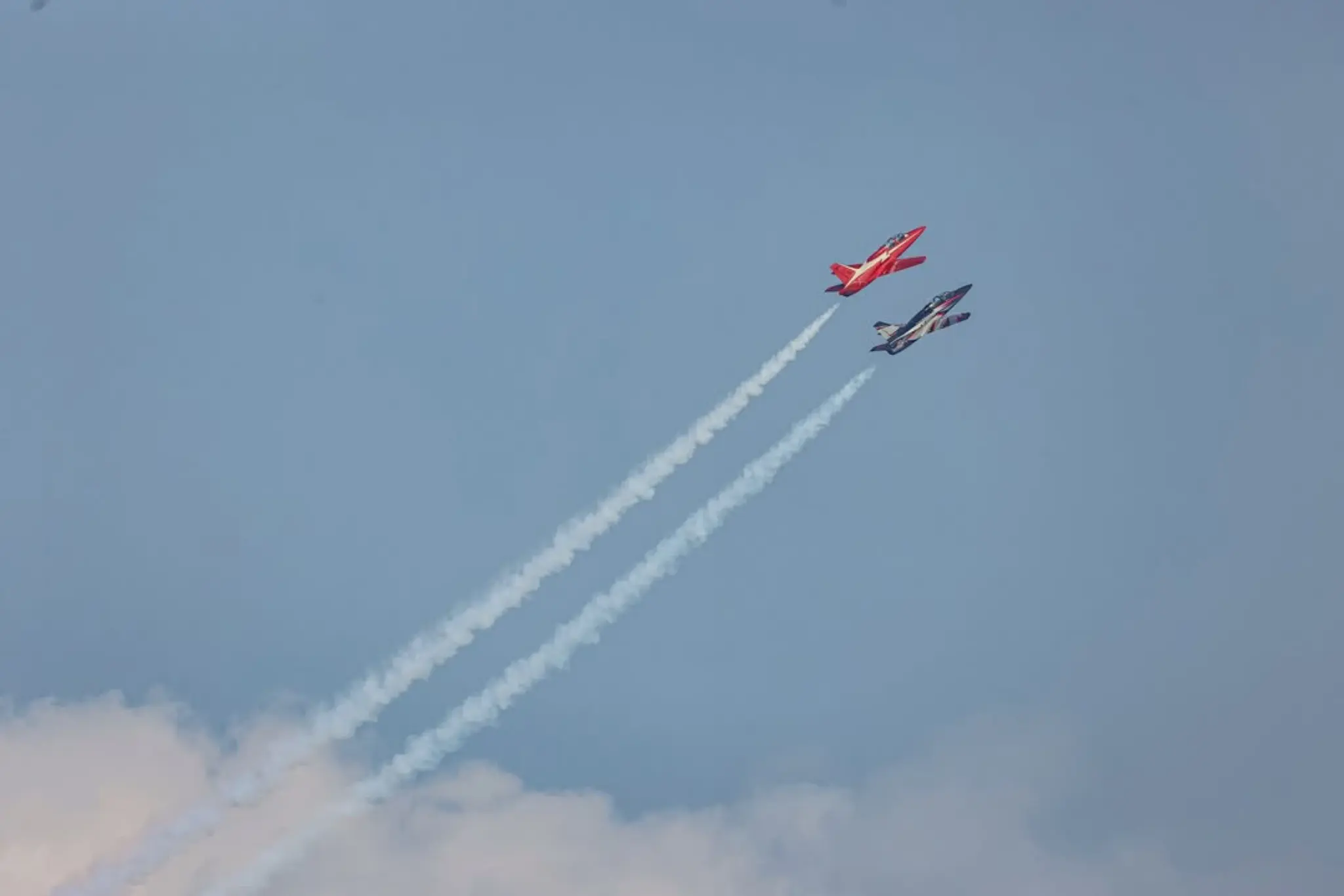 Two jets with smoke trails