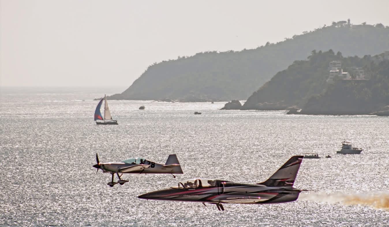 XA-42 and L-39X formation over water